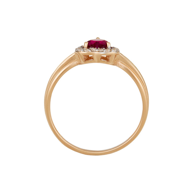 Кольцо из золота 585 пробы c бриллиантами и синтетическим рубином, Л 3706 7778 за 25200