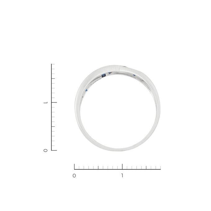 Кольцо из золота 585 пробы c 19 бриллиантами и 7 сапфирами