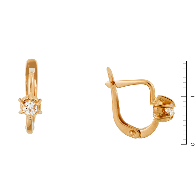 Серьги из красного золота 585 пробы c фианитами
