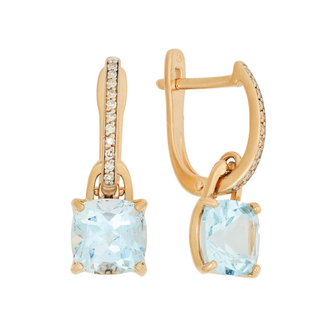 Серьги из золота 585 пробы с топазами и бриллиантами, Ц О007 6052 за 37600