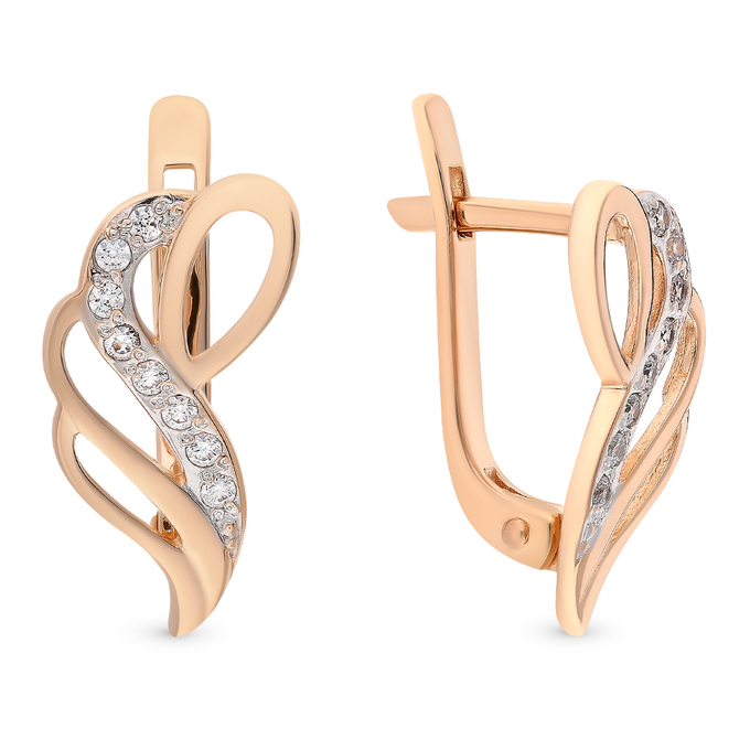 Серьги из золота 585 пробы c фианитами