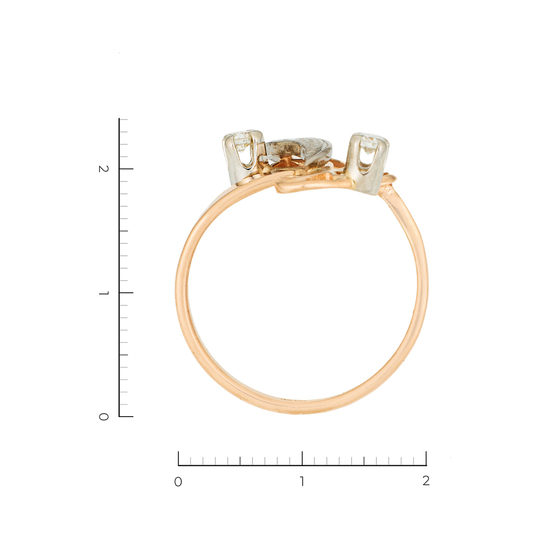 Кольцо из комбинированного золота 585 пробы c 3 бриллиантами, Л08084086 за 29200