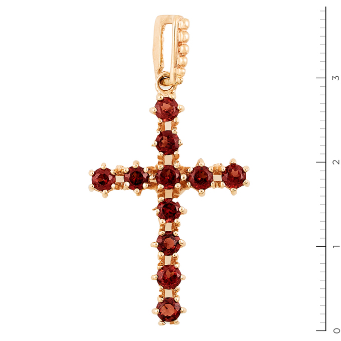 Подвеска из красного золота 585 пробы c 11 гранатами
