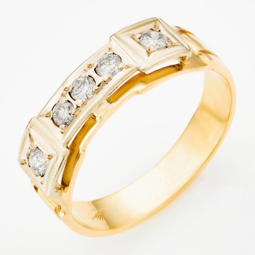 Кольцо из комбинированного золота 750 пробы c 5 бриллиантами Л39033294 фото 1