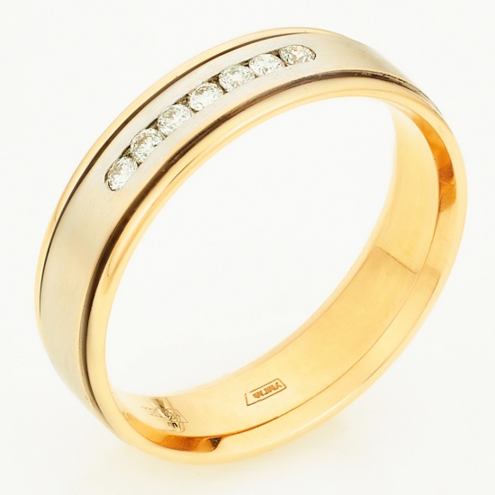 Кольцо из комбинированного золота 585 пробы c 7 бриллиантами, Л20100659 за 24540