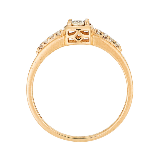 Кольцо из комбинированного золота 585 пробы c 9 бриллиантами, Л09101660 за 18000