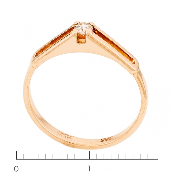 Кольцо из красного золота 585 пробы c 1 бриллиантом, Л12079317 за 11750