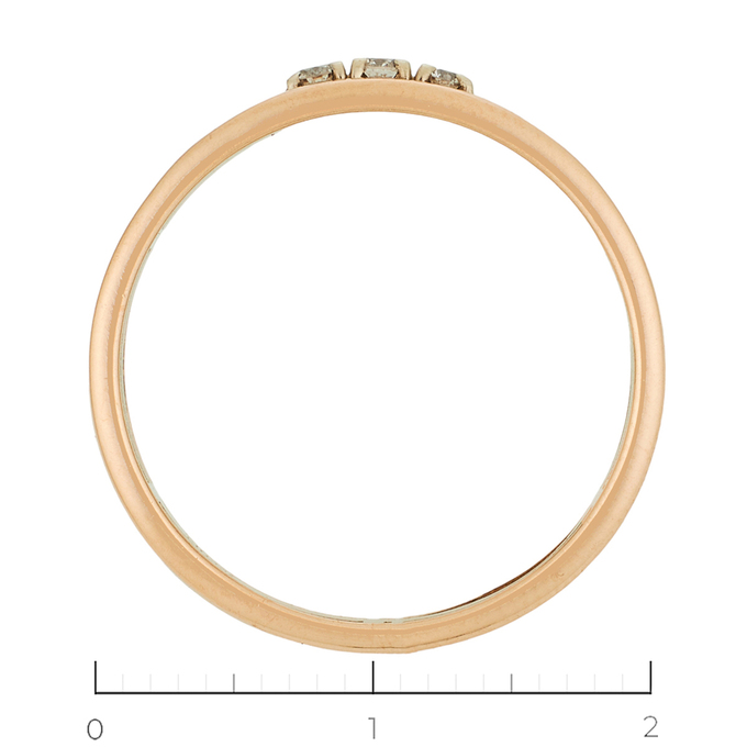 Кольцо из комбинированного золота 585 пробы c 3 бриллиантами