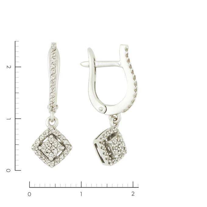 Серьги из белого золота 585 пробы c 74 бриллиантами
