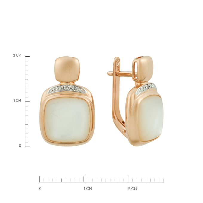 Серьги из золота 585 пробы c бриллиантами и перламутром, Ц О007 2248 за 63520