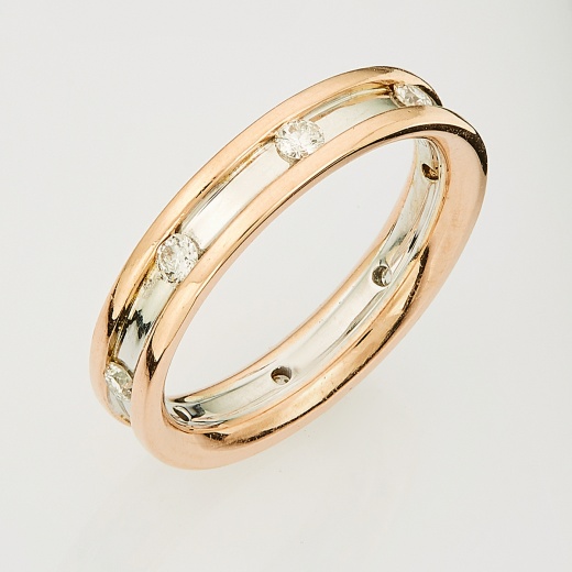 Кольцо из комбинированного золота 585 пробы c 8 бриллиантами Л30116163 фото 1
