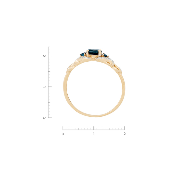 Кольцо из красного золота 585 пробы c 32 бриллиантами и 3 сапфирами, Л62016496 за 22000
