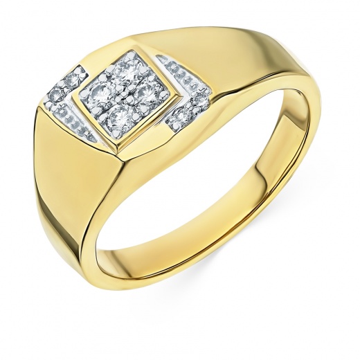 Кольцо из комбинированного золота 585 пробы c 8 бриллиантами 087956 фото 1