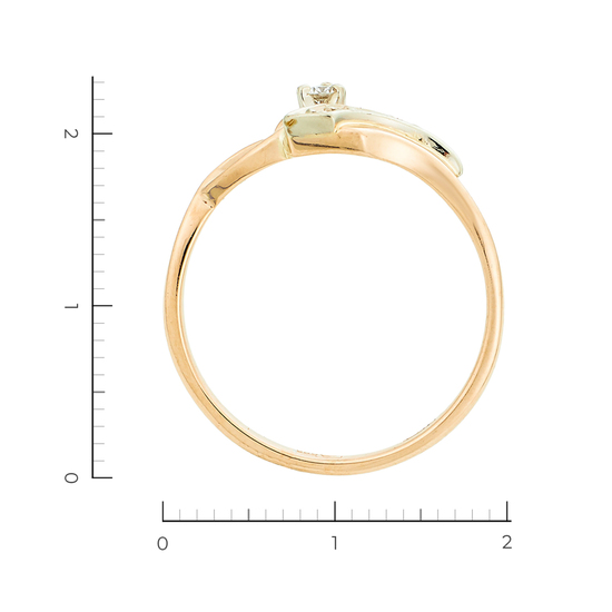Кольцо из комбинированного золота 585 пробы c 4 бриллиантами, Л46050389 за 19600