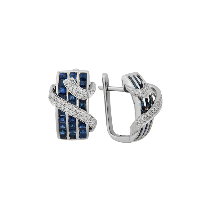 Серьги из золота 585 пробы c сапфирами и бриллиантами, К 0000 5216 за 97900