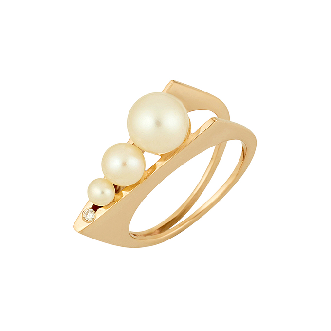 Кольцо из золота 585 пробы c бриллиантом и культивированным жемчугом, Л 6602 7311 за 61600