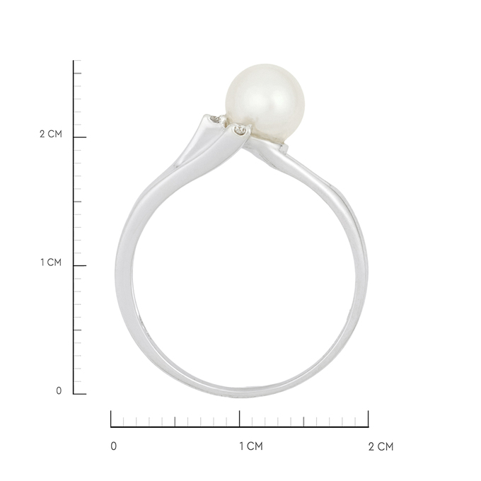 Кольцо из золота 585 пробы c бриллиантами и культивированным жемчугом, Л 4306 6899 за 49520