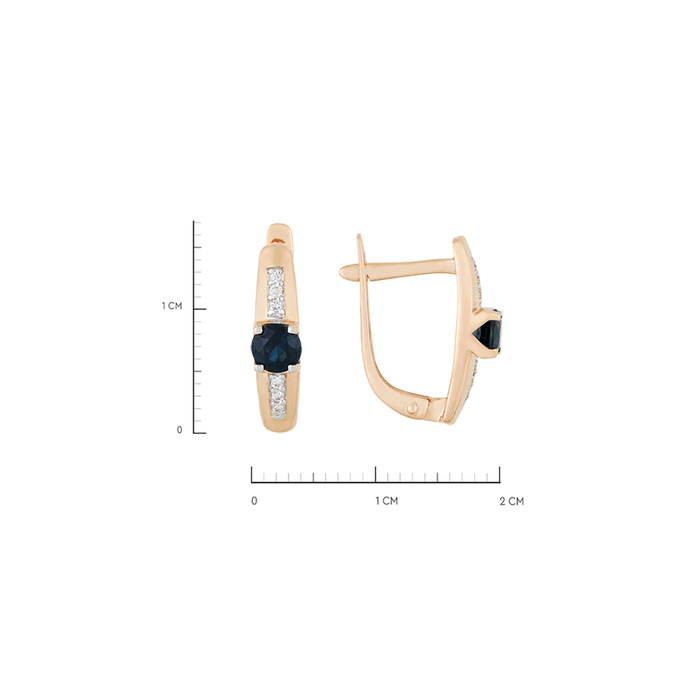 Серьги из золота 585 пробы c сапфирами и бриллиантами, Л 3910 9906 за 34000