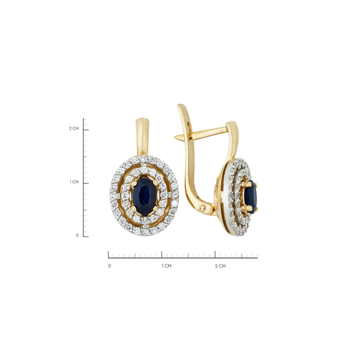 Серьги из золота 585 пробы c сапфирами и бриллиантами, Л 4506 0908 за 97000