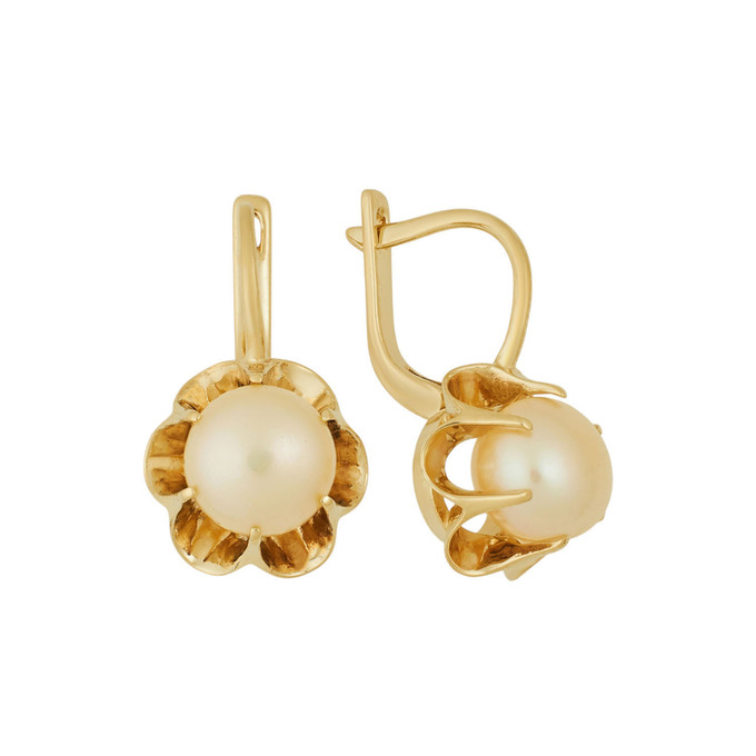 Серьги из золота 585 пробы c культивированным жемчугом, Ц О007 2304 за 37560