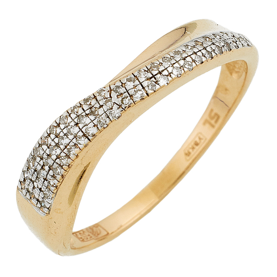 Кольцо из комбинированного золота 585 пробы c 54 бриллиантами, Л33088750 за 7400