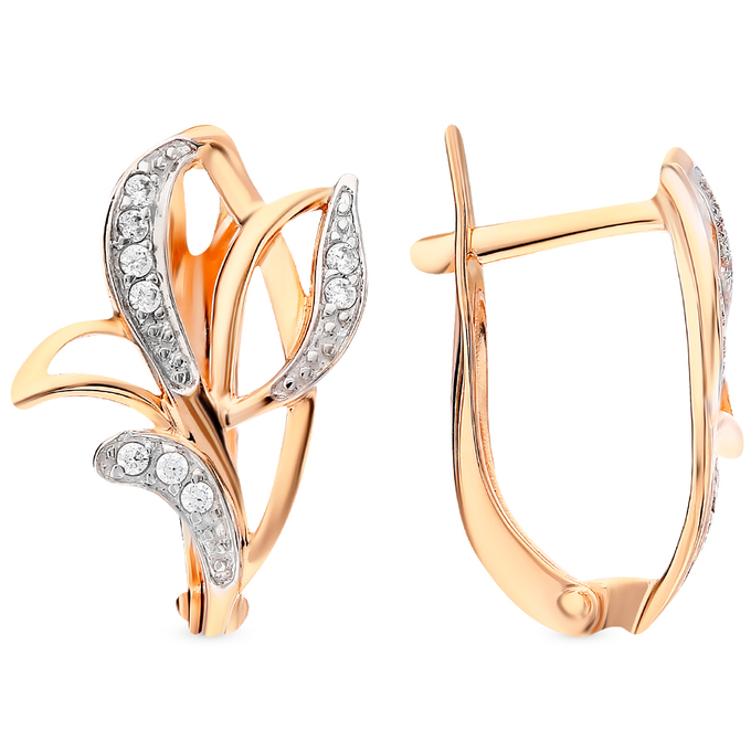 Серьги из золота 585 пробы c фианитами