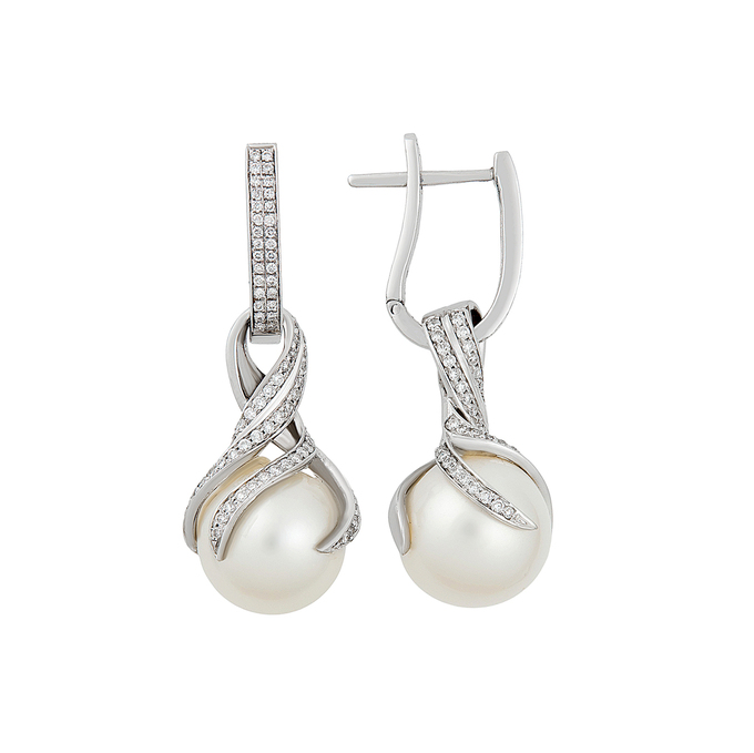 Серьги из золота 750 пробы c Бриллиант и Жемчуг культ., К 0000 5281 за 132000