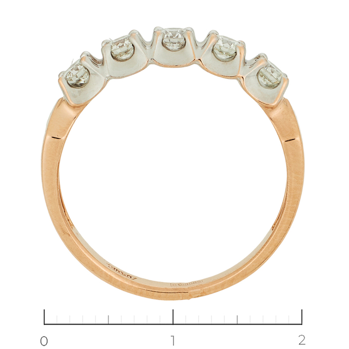 Кольцо из комбинированного золота 585 пробы c 5 бриллиантами, Л 1811 3013 за 51920