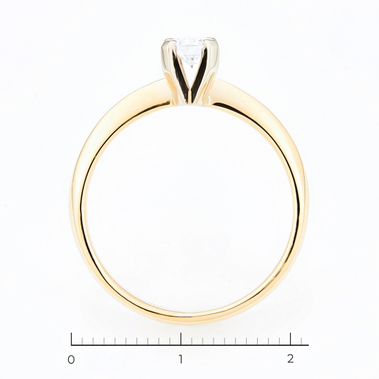 Кольцо из комбинированного золота 585 пробы c 1 бриллиантом, Л28067731 за 67200