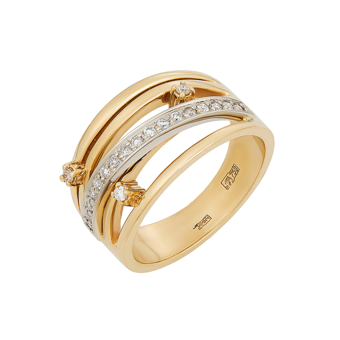 Кольцо из золота 750 пробы c бриллиантами