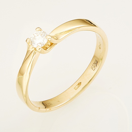 Кольцо из желтого золота 750 пробы c 1 бриллиантом Л58028128 фото 1