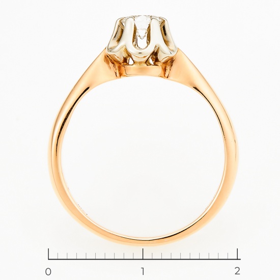 Кольцо из комбинированного золота 583 пробы c 1 бриллиантом, Л20089673 за 53550