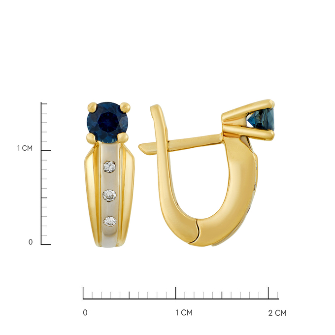 Серьги из золота 750 пробы c сапфирами и бриллиантами, Ц О007 1838 за 89920