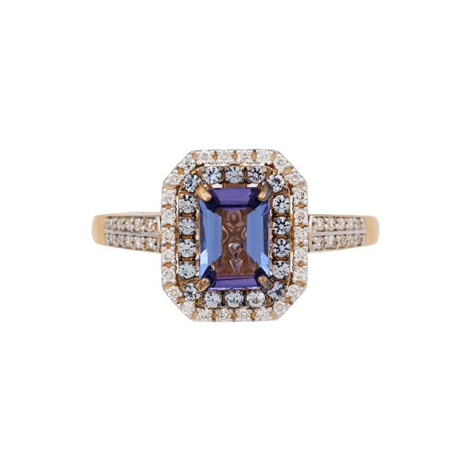 Кольцо из золота 585 пробы c танзанитами и бриллиантами, Л 6002 5522 за 67000