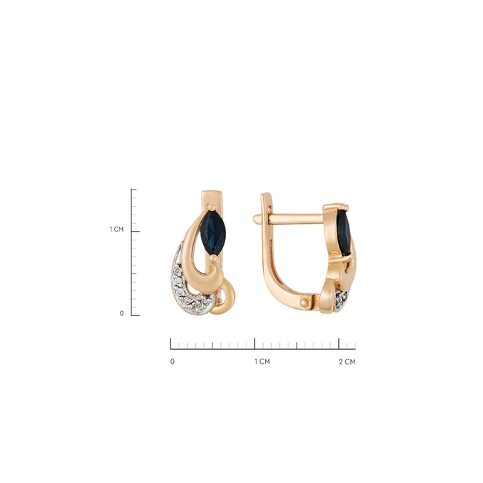 Серьги из золота 585 пробы c сапфирами и бриллиантами, Л 1615 4625 за 39120