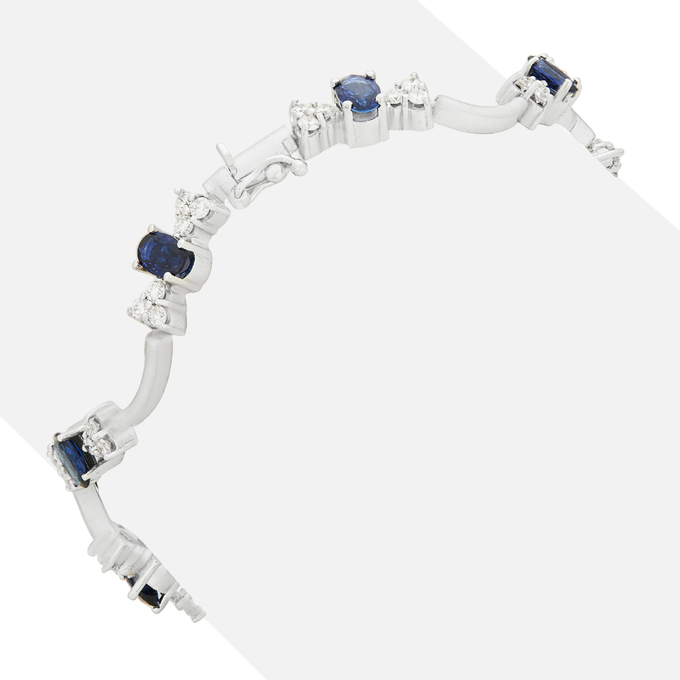 Браслет из золота 750 пробы c диффузионными сапфирами и бриллиантами, Л 2811 5989 за 352400