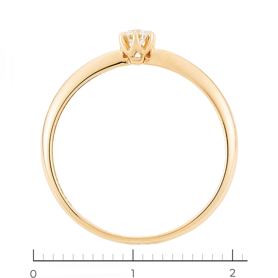Кольцо из красного золота 585 пробы c 1 бриллиантом, Л25080339 за 9950