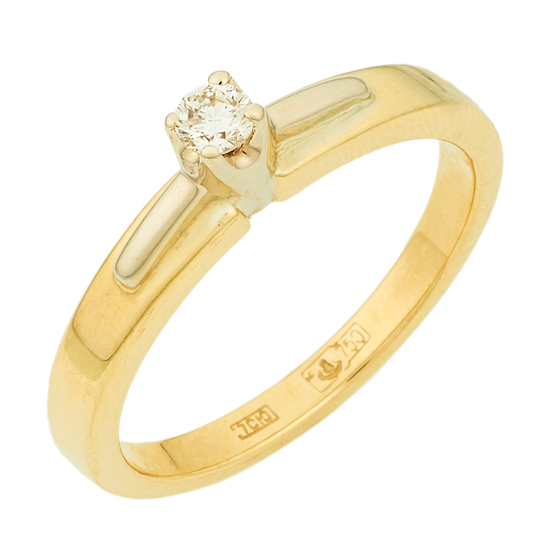 Кольцо из желтого золота 750 пробы c 1 бриллиантом, Л24141399 за 38100