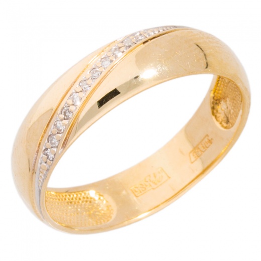 Кольцо обручальное из желтого золота 585 пробы c 11 упр. огр. бриллиантами 000955 фото 1