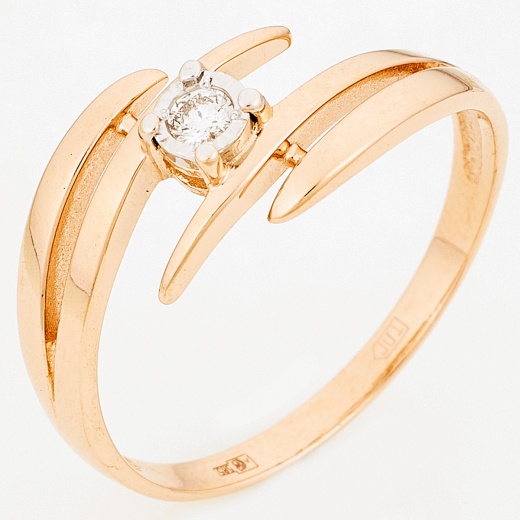 Кольцо из комбинированного золота 585 пробы c 1 бриллиантом Л62013865 фото 1