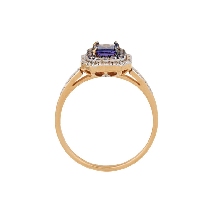 Кольцо из золота 585 пробы c танзанитами и бриллиантами, Л 6002 5522 за 67000