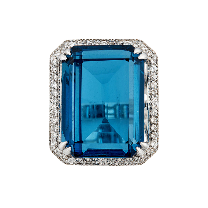 Кольцо из золота 750 пробы c топазом Лондон и бриллиантами, Л 2811 3532 за 170000