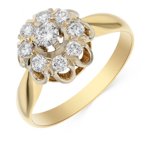 Кольцо из комбинированного золота 750 пробы c 9 бриллиантами 065097 фото 1