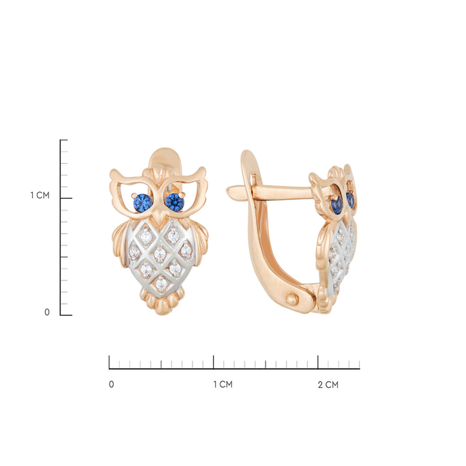 Серьги из золота 585 пробы c фианитами и синт.камнями, Л 4807 3397 за 16240