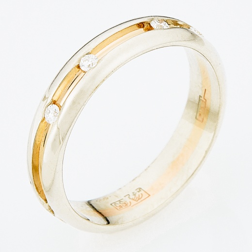 Кольцо из комбинированного золота 585 пробы c 8 бриллиантами Л54045459 фото 1