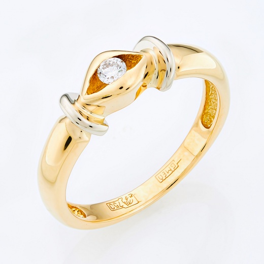 Кольцо из комбинированного золота 750 пробы c 1 бриллиантом Л35037578 фото 1