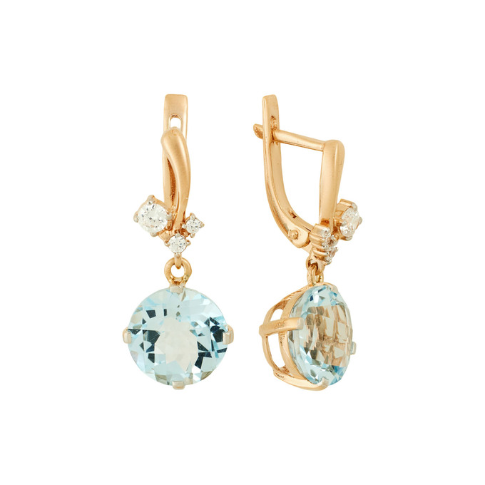 Серьги из золота 585 пробы c топазами и фианитами, Ц О007 2425 за 58320