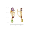 Серьги из золота 585 пробы c аметистами, хризолитами, гранатами, топазами и цитринами