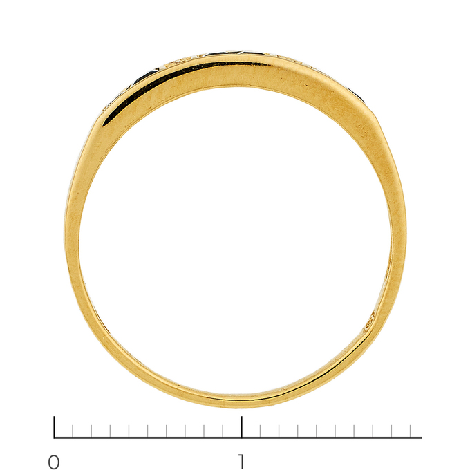 Кольцо из золота 750 пробы c 2 бриллиантами и 6 сапфирами