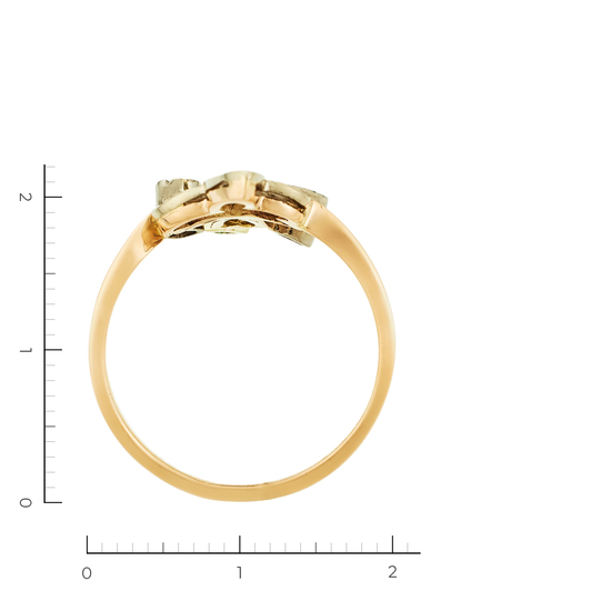 Кольцо из комбинированного золота 585 пробы c 1 синт. изумрудом и 4 бриллиантами, Л29095491 за 14600